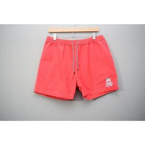 Psycho Bunny Swim Trunks Mens Large Red Mesh Lined Board Shorts Skull Bunny Logo